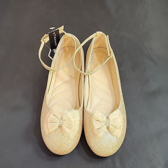 BRAND NEW TAHARI MARY BOWKNOT DESIGN ANKLE STRAP GLITTER EMBROIDERY SHOE - Picture 4 of 14